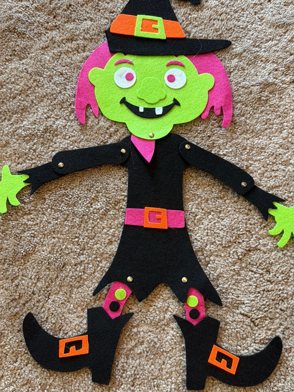 Halloween Black and Neon Green Witch Costume Accessory -Decoration Wall Hanging